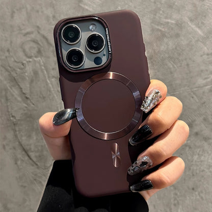 Magnetic Frosted Matte Case with Camera Lens Film for iPhone 16 15 14 13 Pro Max - Shockproof Cover