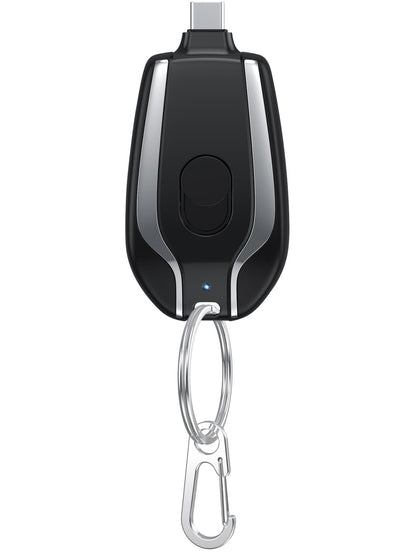 Mini Keychain Power Bank 1500mAh - Portable Ultra-Compact Emergency Battery Charger with Carabiner Clip