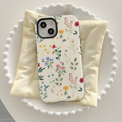 Minimalist Wildflower Botanical Hard Phone Case for iPhone 16 15 14 13 Series