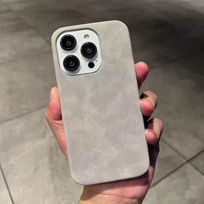 Premium Suede Leather Phone Case for iPhone 14 Pro Max 13 12 11 - Slim Half-Wrapped Anti-Fall Cover