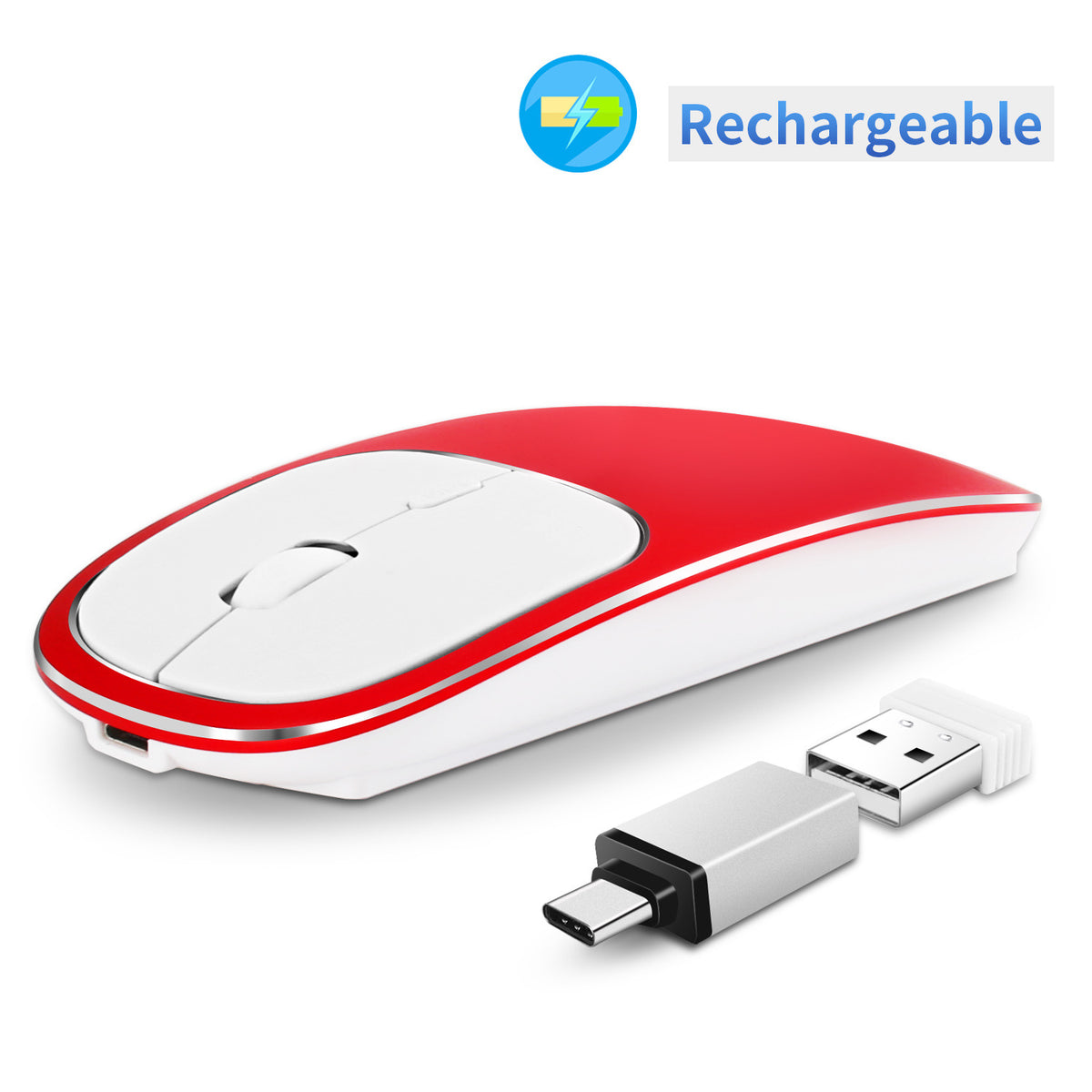 Slim Wireless Charging Mouse - 2.4G Silent Portable Optical Mouse for Laptop and Desktop Office