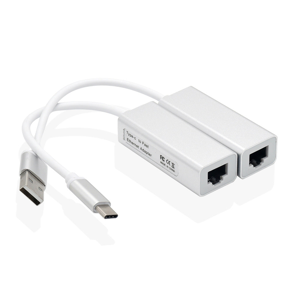 Aluminum Alloy USB & Type-C to RJ45 Ethernet Adapter - 100Mbps Network Interface Converter