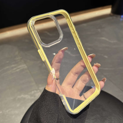 2-in-1 Solid Color Border Transparent Phone Case - Anti-Drop Clear Soft Cover for iPhone