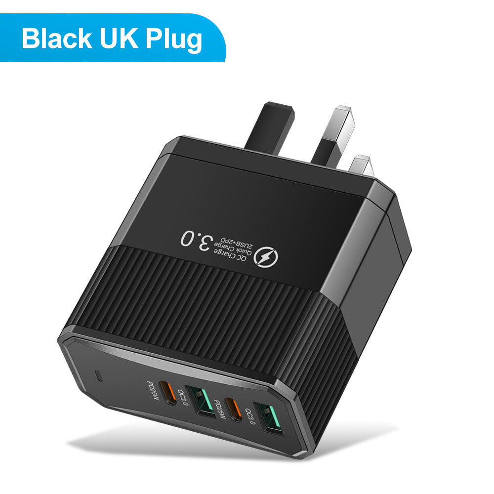 4-in-1 Fast Wall Charger - 2 USB & 2 PD Multi-Port Power Adapter for Smartphones & Tablets