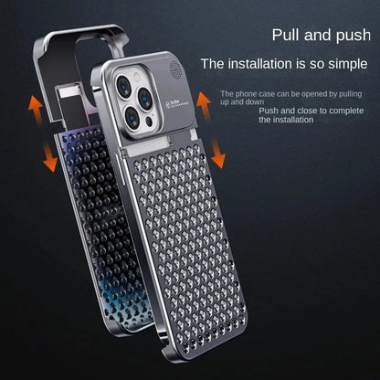 Breathable Hollow Aluminum Alloy Phone Case with Fragrance Pad - Shockproof Cooling Metal Cover for iPhone