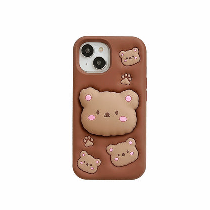 Kawaii Pink Piggy Soft Silicone Phone Case with Stand - Cute Protective Cover for iPhone 16 15 Pro Max