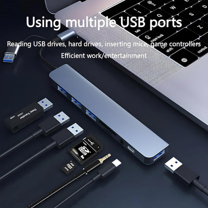 7-in-1 Dual Head USB 3.0 Hub - Multiport Expansion Docking Station & Data Splitter for Computer
