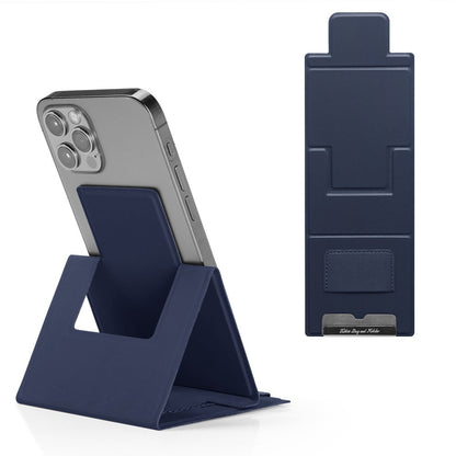 Ultra-Thin Foldable PU Leather Desktop Phone Stand - Portable Adhesive Phone Holder for Desk & Office