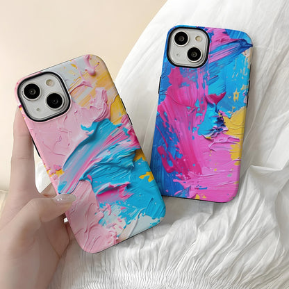 Aesthetic Ins Style Abstract Oil Painting Phone Case for iPhone 16 15 14 13 Series
