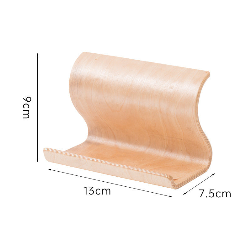 Creative S-Shaped Wooden Desktop Phone Stand - Minimalist Portable Cell Phone Holder Bracket