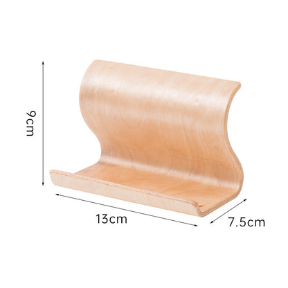 Creative S-Shaped Wooden Desktop Phone Stand - Minimalist Portable Cell Phone Holder Bracket