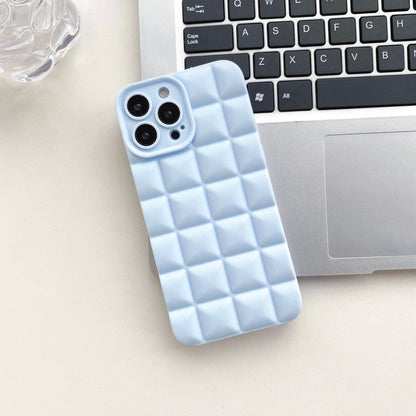 3D Stereo Lattice Puffer Phone Case for iPhone 14 Pro Max - Soft Silicone Geometric Protective Cover