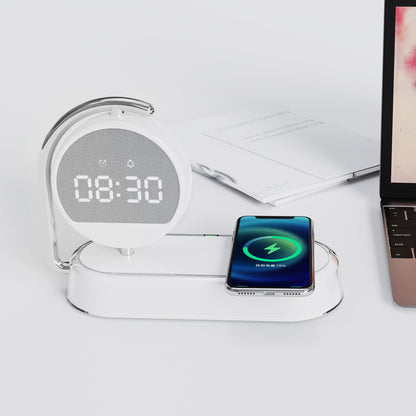 3-in-1 Multifunctional Digital Alarm Clock with Wireless Charger & Night Light - Desktop Charging Station Stand