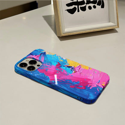 Aesthetic Ins Style Abstract Oil Painting Phone Case for iPhone 16 15 14 13 Series