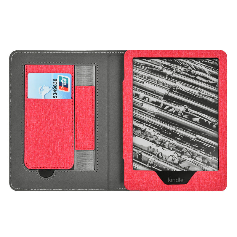 Cloth Texture Folio Case with Hand Strap & Stand for Kindle Paperwhite 5 (11th Gen 6.8") - Card Holder Cover