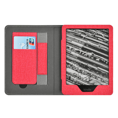 Cloth Texture Folio Case with Hand Strap & Stand for Kindle Paperwhite 5 (11th Gen 6.8") - Card Holder Cover