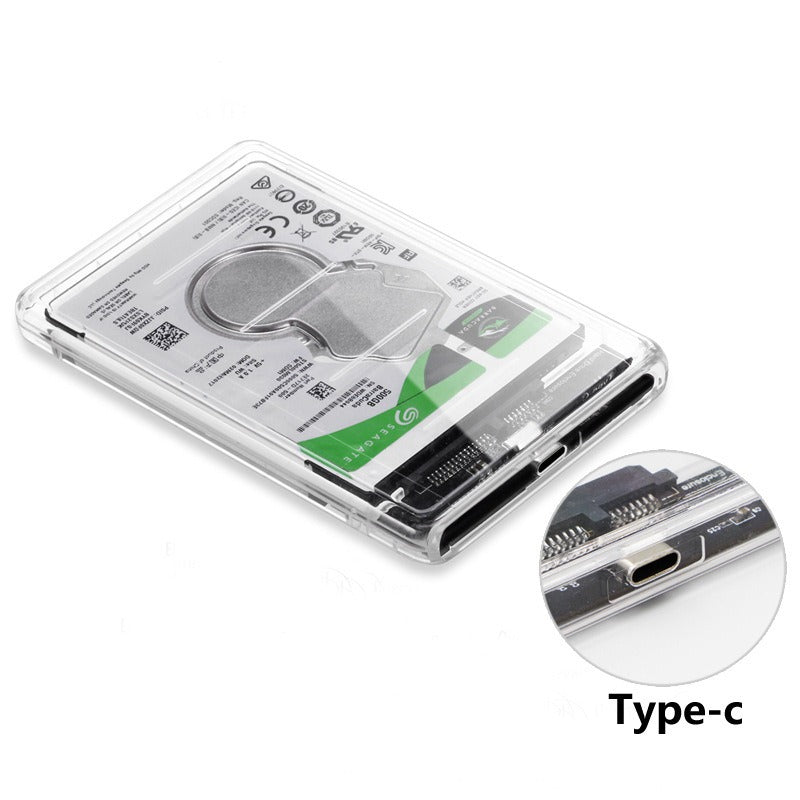 USB 3.0 & Type-C Portable Hard Drive Box - 2.5 Inch Clear SATA Enclosure Adapter