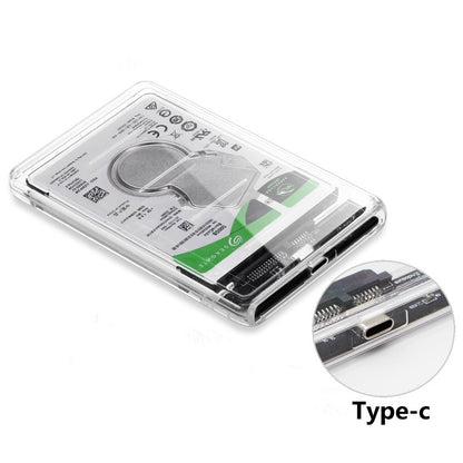 USB 3.0 & Type-C Portable Hard Drive Box - 2.5 Inch Clear SATA Enclosure Adapter