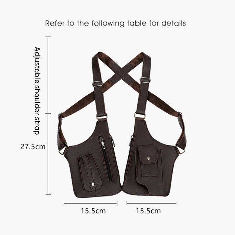 Medieval Leather Underarm Shoulder Bag - Anti-Theft Double Holster Phone Pouch