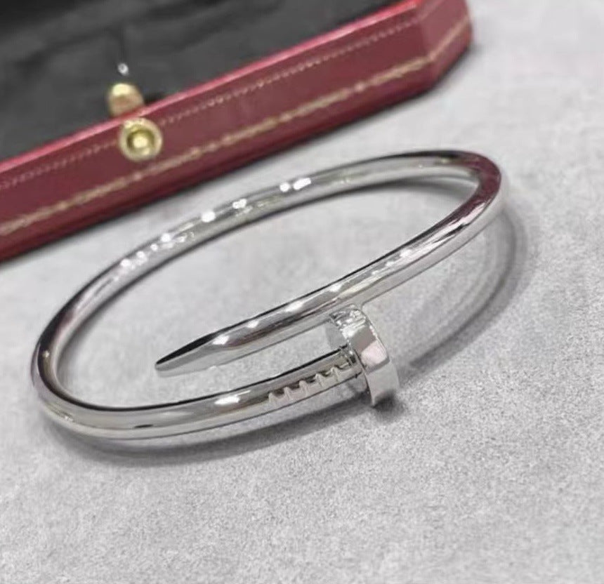 Unisex Fashion Nail Cuff Bracelet in Silver Tone