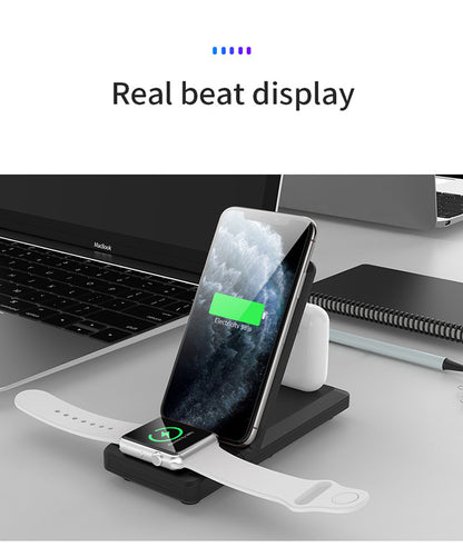 3-in-1 Foldable 15W Fast Wireless Charging Stand for iPhone, Apple Watch & AirPods