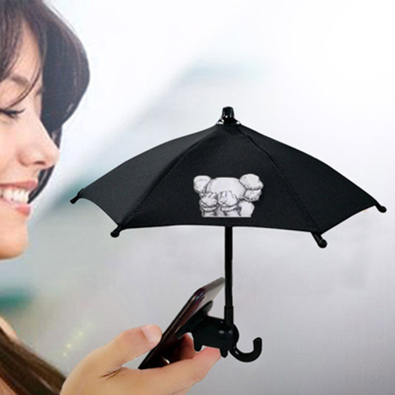: Mini Phone Umbrella Sun Shade with Suction Cup Holder - Anti-Glare Outdoor Mobile Bracket