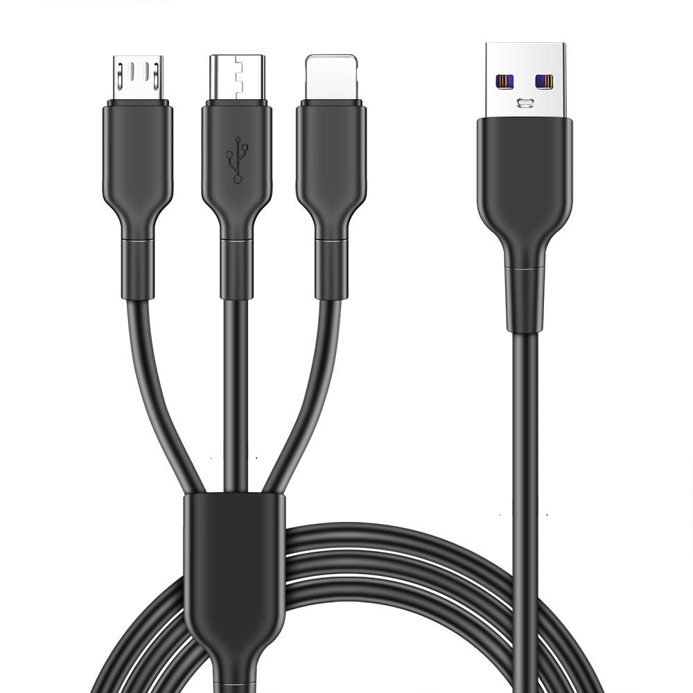 3-in-1 1.2M 5A Super Fast Charging Cable - Multi-Function Multi-Port USB Charging Cord for Android & iPhone
