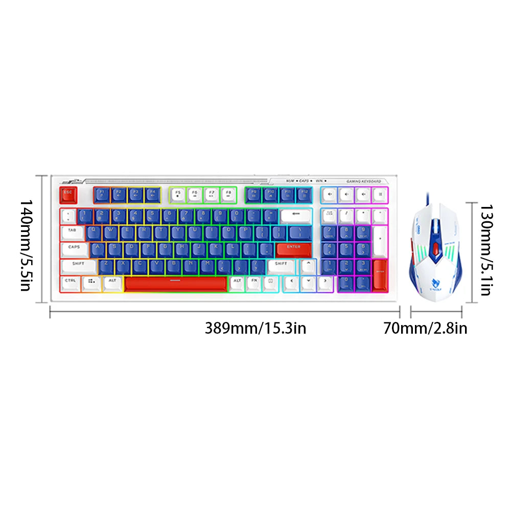 T-WOLF TF610 Wired Gaming Keyboard & Mouse Bundle - Double Color Mechanical-Feel Set