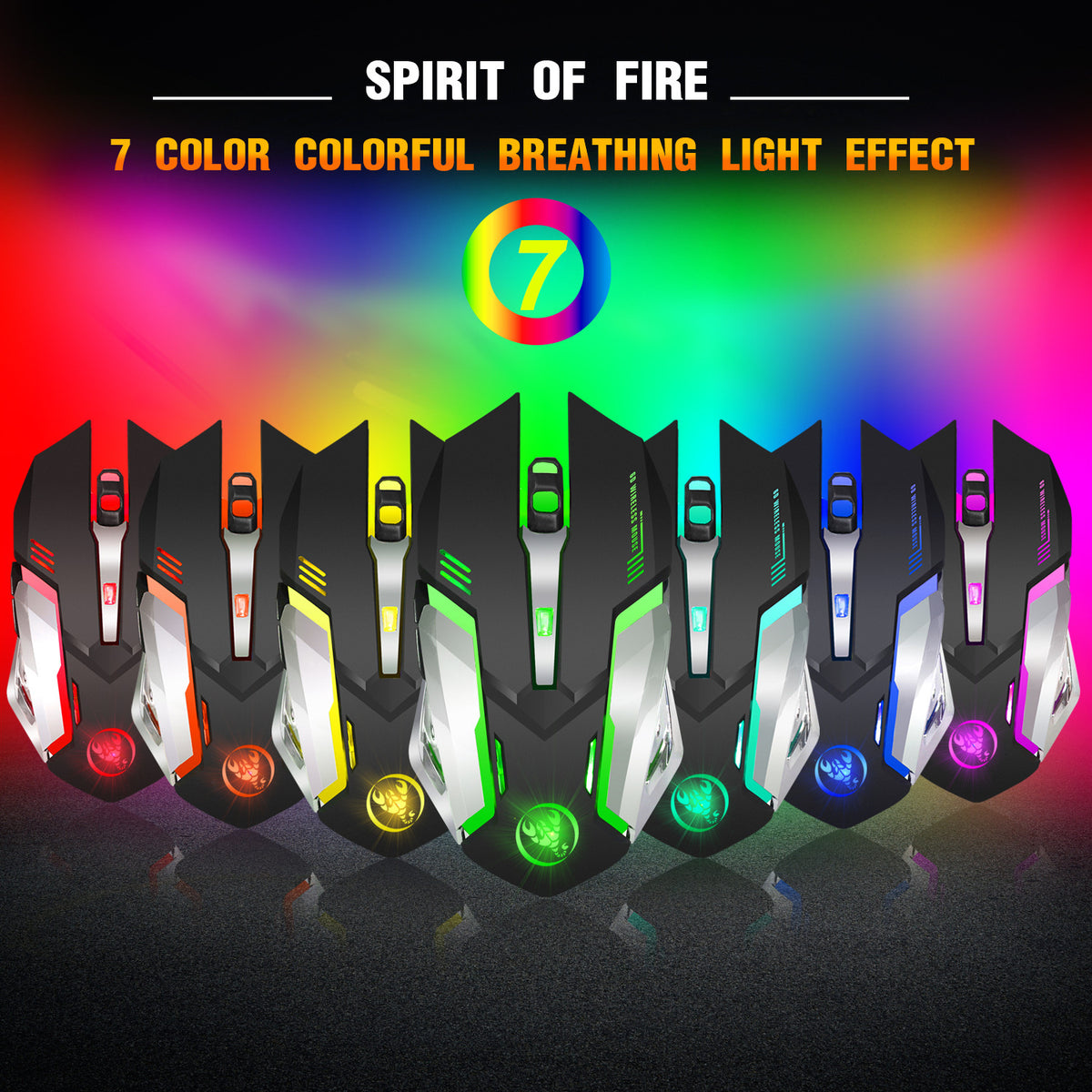 Wireless Gaming Mouse - Rechargeable 2.4G Silent Mouse with 600mAh Battery and RGB Illumination