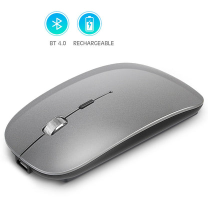 Dual-Mode Wireless Bluetooth Mouse - Rechargeable Slim Mouse with Metal Scroll Wheel for Tablets and Laptops