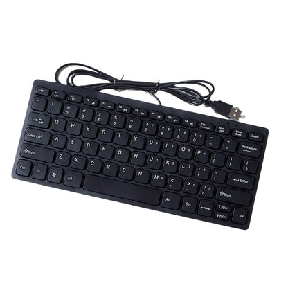 USB Wired Chocolate Mini Silent Keyboard - Compact Low-Profile Desktop & Laptop Office Keyboard