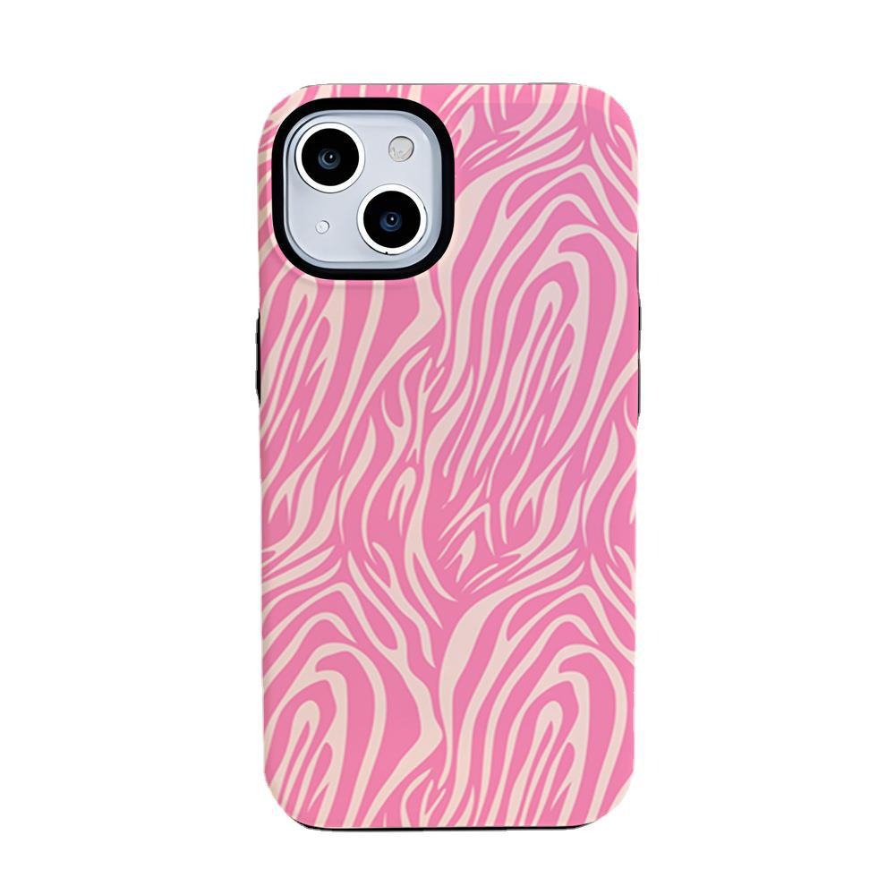 Pink Tiger Stripe Print Protective Hard Phone Case for iPhone 16 15 14 13 Series