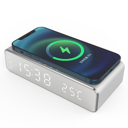 Qi Wireless Charging Pad & Digital Alarm Clock - Bedside Desk Clock with Thermometer