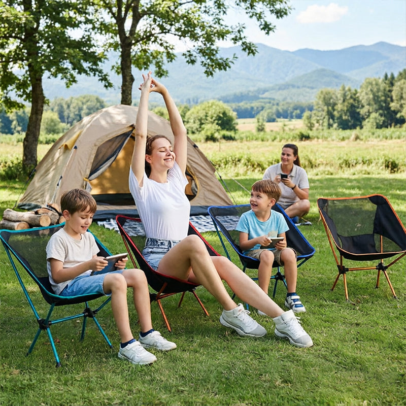 Portable Folding Camping Chair - Ultra Light Compact Outdoor Moon Chair with Carry Bag
