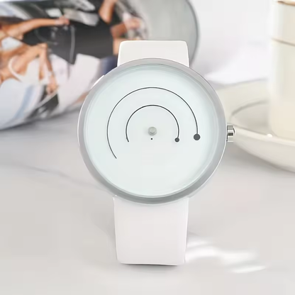 Trendy Pointerless Concept Watch with Stainless Steel Mesh Strap