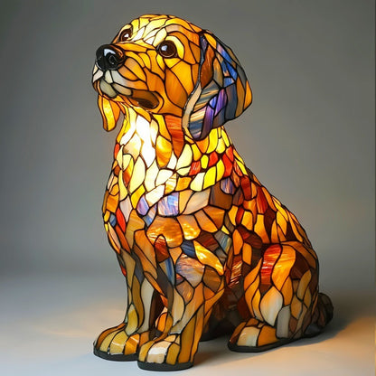 Animal Resin LED Night Light | Cute Tiffany Style Cat Bedside Lamp for Living Rooms and Bedrooms