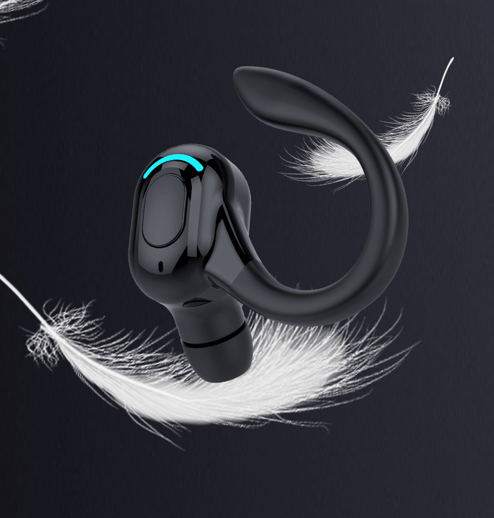 Single Ear Bluetooth Earphone - Wireless Ear-Hanging Business Headset with Noise Reduction & Waterproof Sports Design