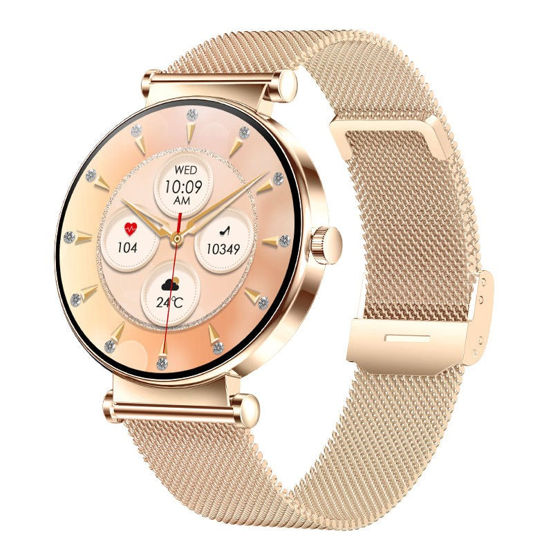 Y16 Ultra-Thin Women's Smart Watch - AMOLED Always-On Display with 466x466 HD Resolution & Mesh Strap