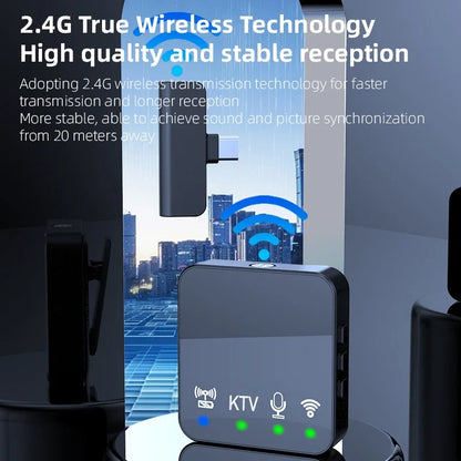 Wireless Lavalier Microphone - 2.4G Noise Reduction Clip-On Mic for Live Streaming & Video Recording