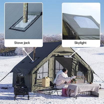 Outdoor Inflatable Air Tent with Extension Canopy - Breathable Mesh House Tent with Air Pump