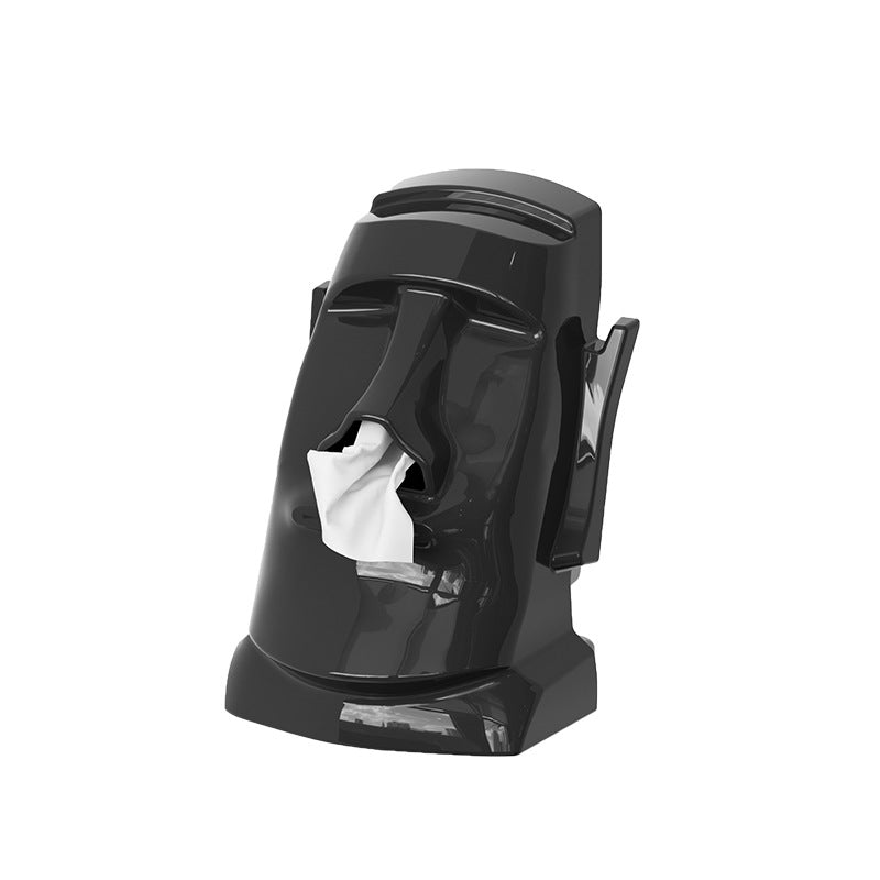 Creative Easter Island Statue Tissue Box - Multifunctional Living Room and Desk Headphone Stand Holder