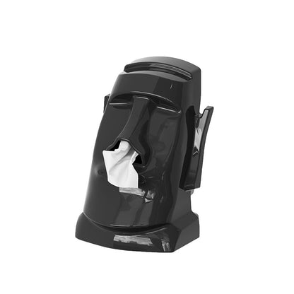 Creative Easter Island Statue Tissue Box - Multifunctional Living Room and Desk Headphone Stand Holder