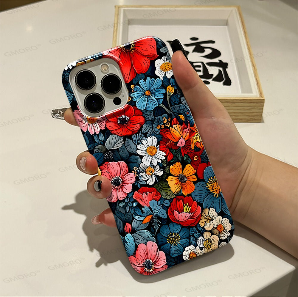 Vintage Floral Oil Painting Hard Phone Case for iPhone 16 15 14 13 Pro Max