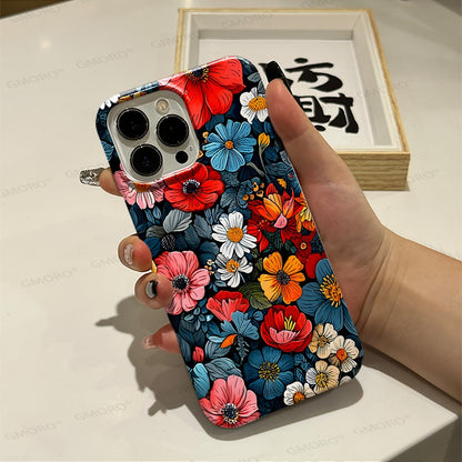 Vintage Floral Oil Painting Hard Phone Case for iPhone 16 15 14 13 Pro Max