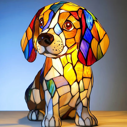 Animal Resin LED Night Light | Cute Tiffany Style Cat Bedside Lamp for Living Rooms and Bedrooms