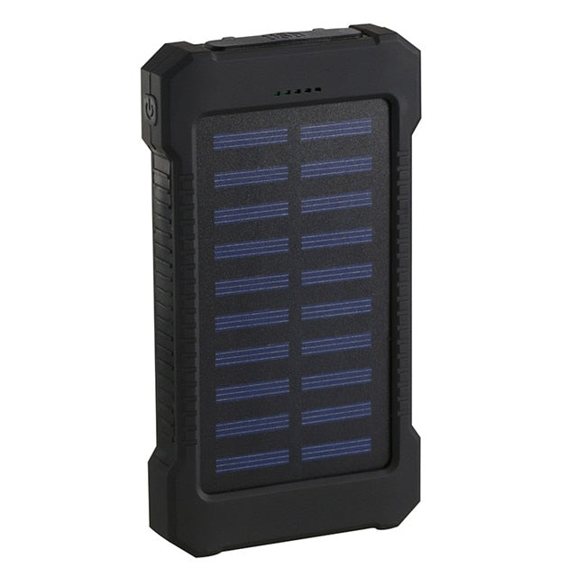 Portable Waterproof Solar Power Bank 20000mAh with LED Light - Dual USB External Battery Charger
