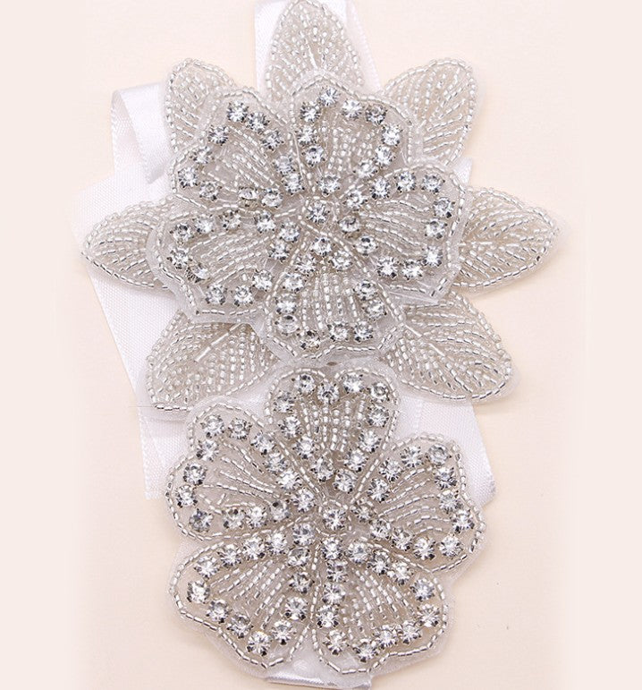 White Crystal Beaded Wedding Bolero / Rhinestone Tassel Shoulder Wrap Applique for Bridal Gown or Evening Dress