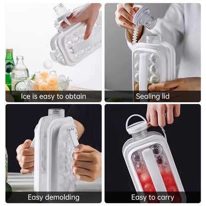 Folding Ice Cube Maker Bottle - Portable Silicone Ice Ball Mold & Drink Container