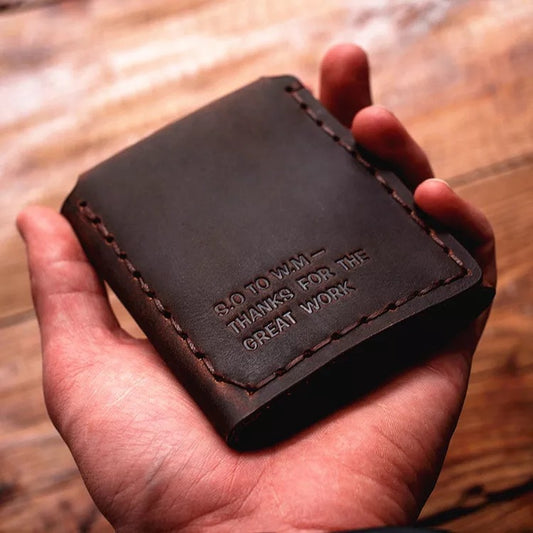 Vintage Handmade Genuine Leather Wallet for Men - Minimalist Rustic Distressed Card Holder
