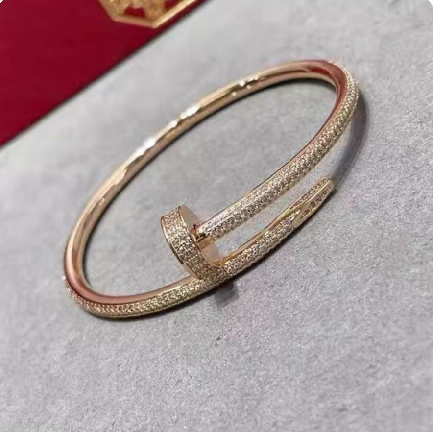 Unisex Fashion Nail Cuff Bracelet in Silver Tone